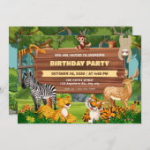 Safari dierentuin wildlife verjaardag kaart (Voorkant / Achterkant)