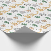 Safari Dierlijk Baby shower of Verjaardag Cadeaupapier (Hoek)
