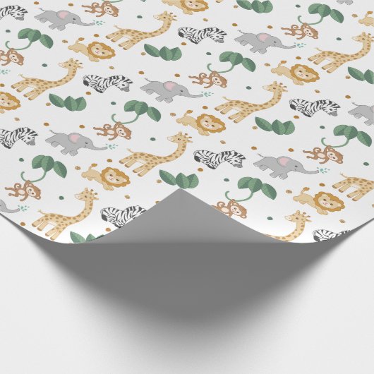 Safari Dierlijk Baby shower of Verjaardag Cadeaupapier (Hoek)