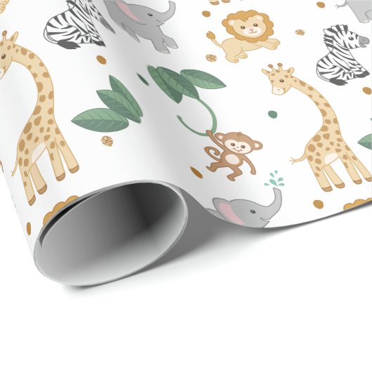 Safari Dierlijk Baby shower of Verjaardag Cadeaupapier (Rol Hoek)