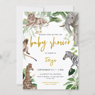 Safari Dierlijk Oerwoud Genderneutraal Baby shower Kaart