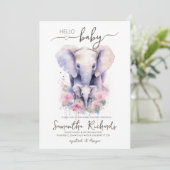 Safari Dierlijke Olifant Bloemen Moeder Baby showe Kaart (Staand voorkant)