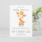 Safari Digital Giraffe Baby shower Kaart (Staand voorkant)