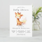 Safari Digital Giraffe Baby shower Kaart (Staand voorkant)