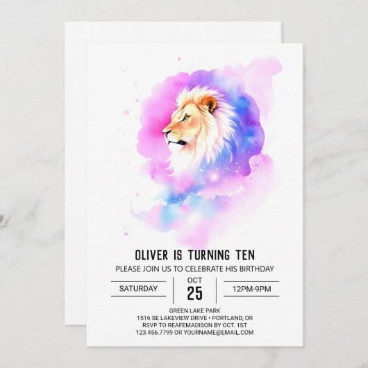 Safari Digitale Leeuw Verjaardag Kaart (Voorkant / Achterkant)