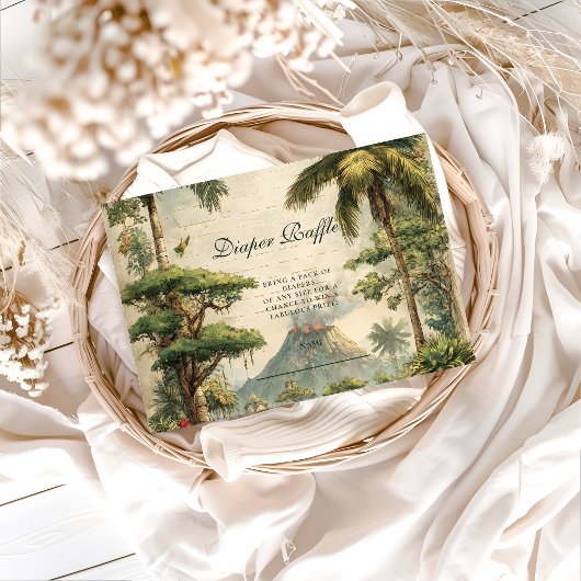 Safari Dino Baby Shower Diapper Raffle Informatiekaartje