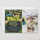 Safari dinosaur Birthday - uitnodiging met foto (Voorkant)