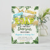 Safari Dinosaur Boy Birthday Uitnodiging (Staand voorkant)