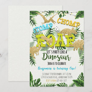 Safari Dinosaur Boy Birthday Uitnodiging