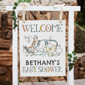 Safari Doodle Dieren Baby shower Welkomstbord Poster