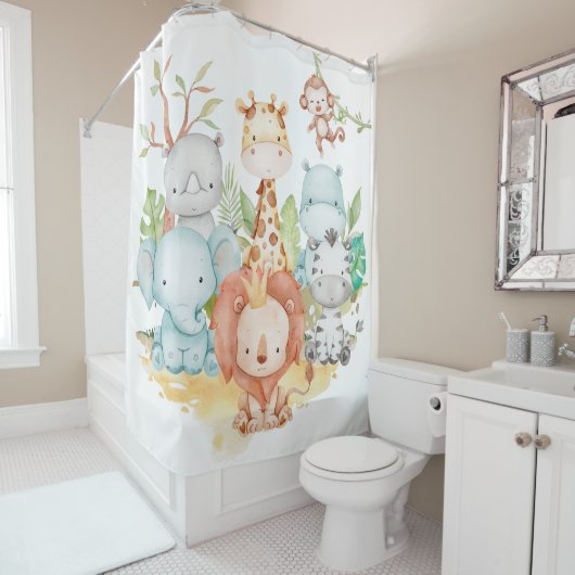 Safari douchegordijn, Kinder badkamerinrichting Douchegordijn (In situ)
