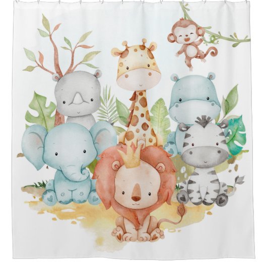 Safari douchegordijn, Kinder badkamerinrichting Douchegordijn (Voorkant)