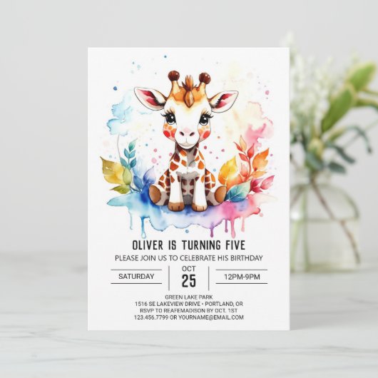 Safari Dreams Schattigee Giraffe Verjaardag Kaart (Staand voorkant)