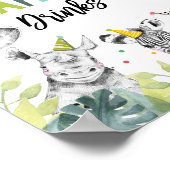 Safari Drinken Party Animals Boy Birthday Sign Poster (Hoek)