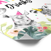 Safari Drinken Safari Party Animals Birthday Sign Poster (Hoek)