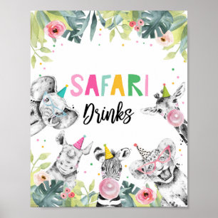 Safari Drinken Safari Party Animals Birthday Sign Poster