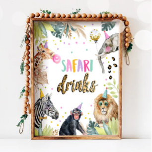 Safari Drinken Safari Party Animals Birthday Sign Poster