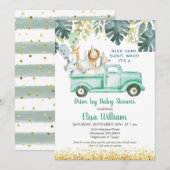 Safari Drive by Baby shower Invitation Kaart (Voorkant / Achterkant)