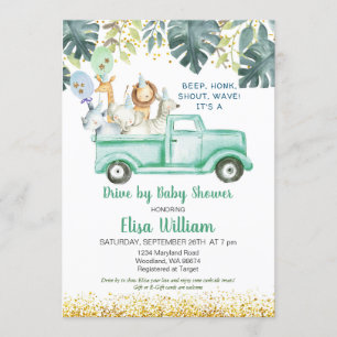 Safari Drive by Baby shower Invitation Kaart