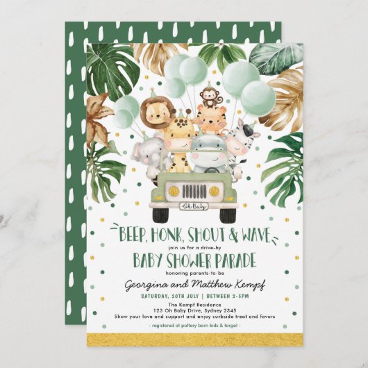 Safari Drive by Baby shower Parade Quarantine Kaart (Voorkant / Achterkant)