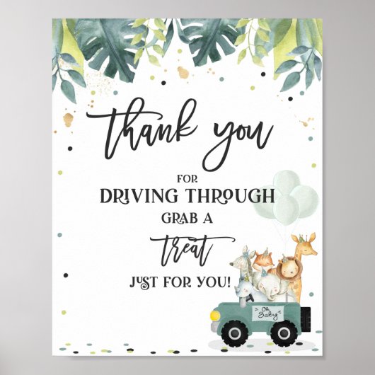 Safari drive by Baby shower Treat Favor Sign Poster (Voorkant)