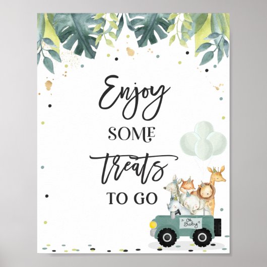 Safari drive by Baby shower Treat Favor Sign Poster (Voorkant)