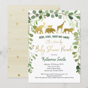 Safari Drive door Baby shower Parade Uitnodiging