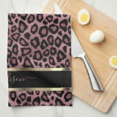 Safari Dusty Roos Leopard - Aanpassen Theedoek (Quarter Fold)