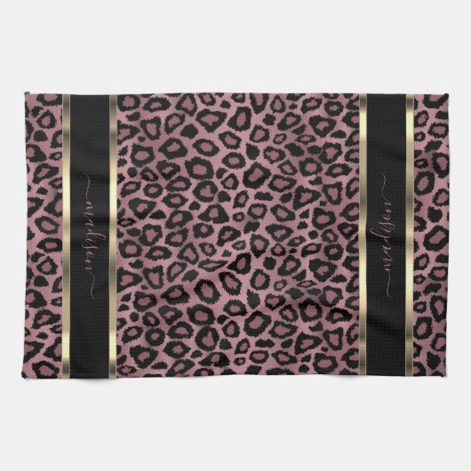 Safari Dusty Roos Leopard - Aanpassen Theedoek (Horizontaal)