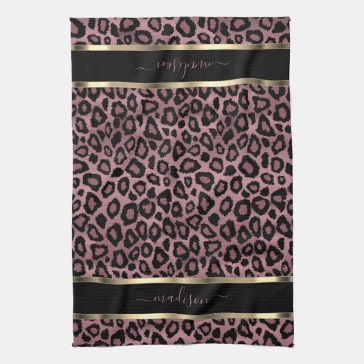 Safari Dusty Roos Leopard - Aanpassen Theedoek (Verticaal)