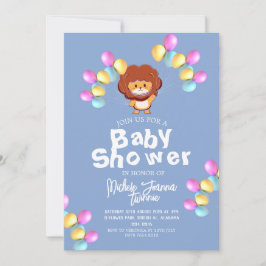 Safari Eenvoudige Leuke Ballonnen Leeuw Baby showe Kaart
