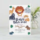 Safari Eenvoudige Leuke bosdieren Baby shower Kaart (Staand voorkant)