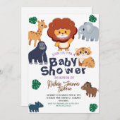 Safari Eenvoudige Leuke bosdieren Baby shower Kaart (Voorkant / Achterkant)