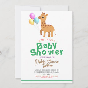 Safari Eenvoudige Leuke Dieren Giraffe Baby shower Kaart