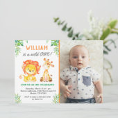 Safari Eerste Verjaardag Jongen Wild Een Oerwoud P Kaart (Staand voorkant)