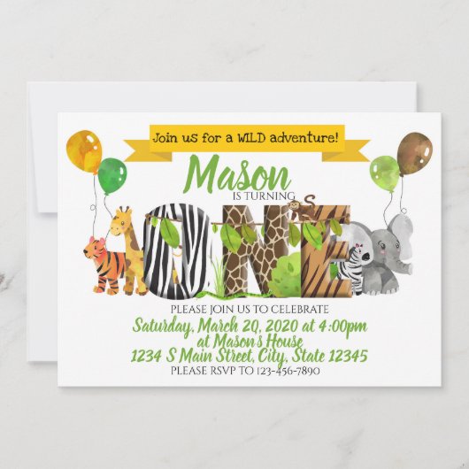 Safari eerste verjaardag kaart (Voorkant)