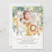 Safari eerste verjaardag nodigt oerwoud dieren uit kaart (Voorkant)