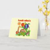 Safari Eerste Verjaardag Tshirts en geschenken Kaart (Gele Bloem)