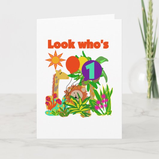 Safari Eerste Verjaardag Tshirts en geschenken Kaart (Voorkant)