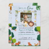 Safari Eerste Verjaardag Uitnodigingen Wild One Pa (Voorkant / Achterkant)
