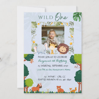 Safari Eerste Verjaardag Uitnodigingen Wild One Pa