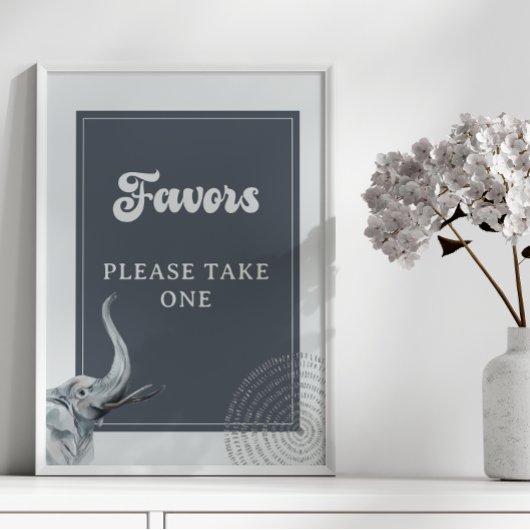 Safari Elephant Baby shower Favorieten Poster