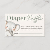 Safari Elephant Baby shower Luier Raffle Informatiekaartje (Voorkant)