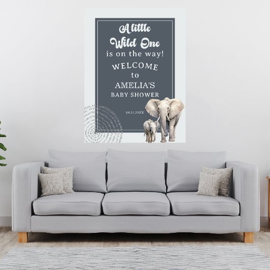 Safari Elephant Baby shower Welkom Poster