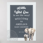 Safari Elephant Baby shower Welkom Poster (Voorkant)