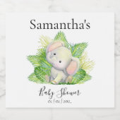 Safari Elephant Baby shower Wine Label Sparkling Wijnetiket (Enkel label)