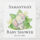 Safari Elephant Baby shower Wine Label Wijn Etiket (Enkel label)