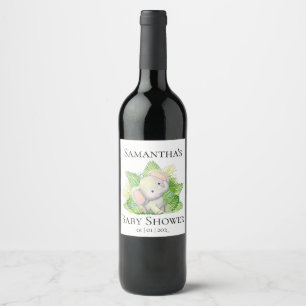 Safari Elephant Baby shower Wine Label Wijn Etiket