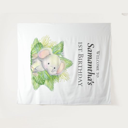 Safari Elephant Backdrop Wandkleed (Voorkant (horizontaal))