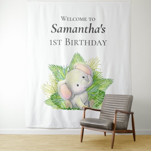 Safari Elephant Backdrop Wandkleed (In situ)